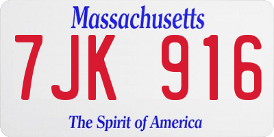 MA license plate 7JK916