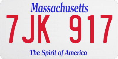 MA license plate 7JK917
