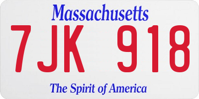 MA license plate 7JK918