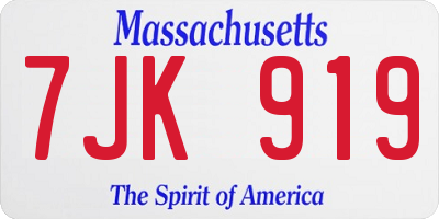 MA license plate 7JK919
