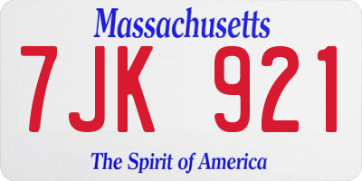 MA license plate 7JK921