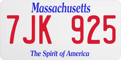 MA license plate 7JK925