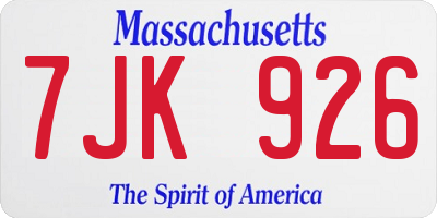 MA license plate 7JK926