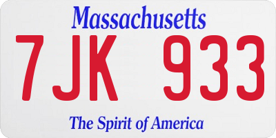 MA license plate 7JK933