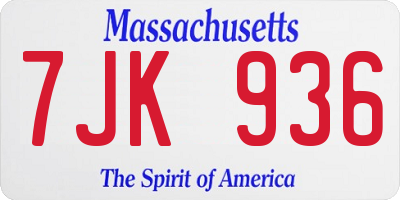 MA license plate 7JK936