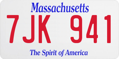 MA license plate 7JK941