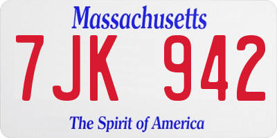 MA license plate 7JK942