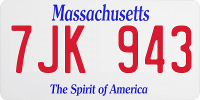MA license plate 7JK943