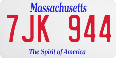 MA license plate 7JK944