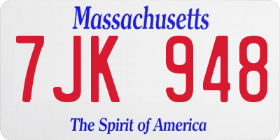 MA license plate 7JK948