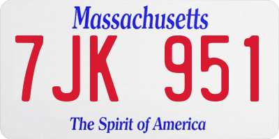 MA license plate 7JK951