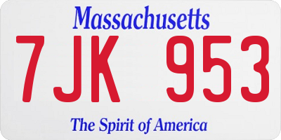 MA license plate 7JK953