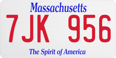 MA license plate 7JK956
