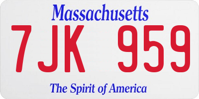 MA license plate 7JK959