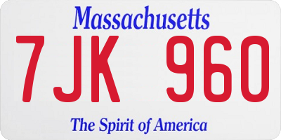 MA license plate 7JK960