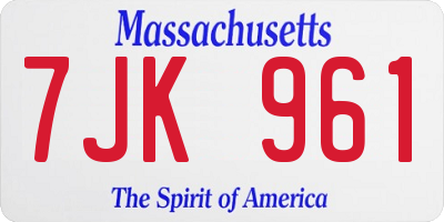 MA license plate 7JK961