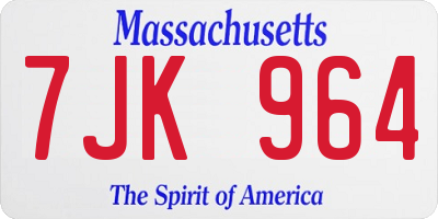 MA license plate 7JK964