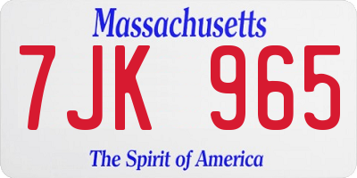 MA license plate 7JK965