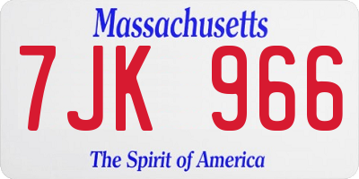 MA license plate 7JK966