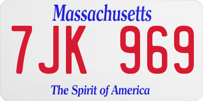 MA license plate 7JK969