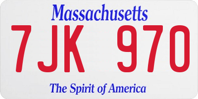 MA license plate 7JK970