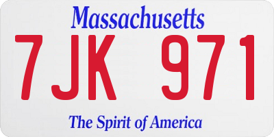 MA license plate 7JK971