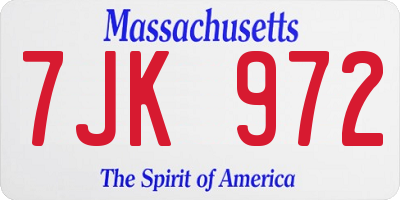 MA license plate 7JK972