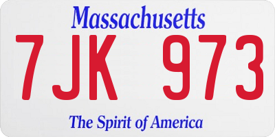 MA license plate 7JK973