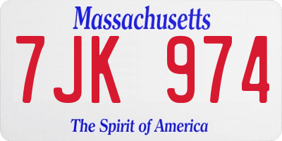 MA license plate 7JK974
