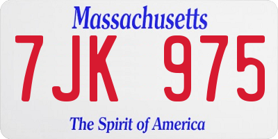 MA license plate 7JK975