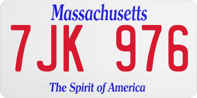 MA license plate 7JK976