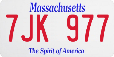 MA license plate 7JK977