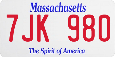 MA license plate 7JK980