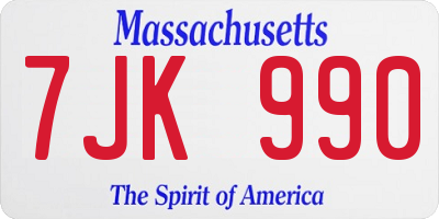 MA license plate 7JK990