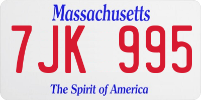 MA license plate 7JK995