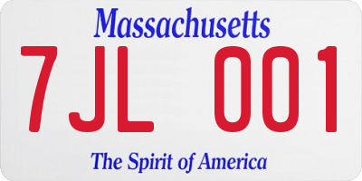 MA license plate 7JL001