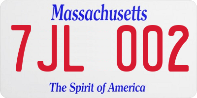 MA license plate 7JL002