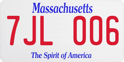 MA license plate 7JL006