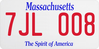 MA license plate 7JL008