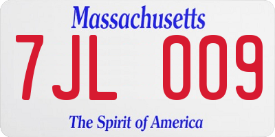 MA license plate 7JL009