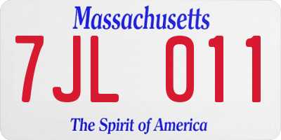MA license plate 7JL011