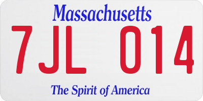 MA license plate 7JL014