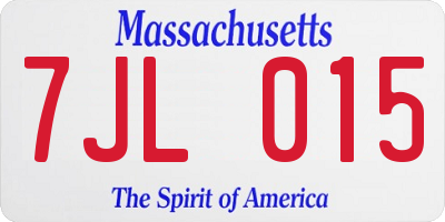 MA license plate 7JL015