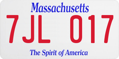 MA license plate 7JL017