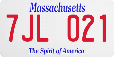 MA license plate 7JL021