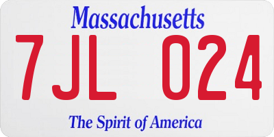 MA license plate 7JL024