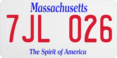 MA license plate 7JL026