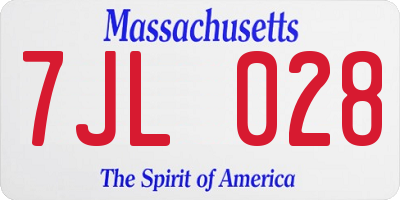 MA license plate 7JL028