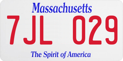 MA license plate 7JL029
