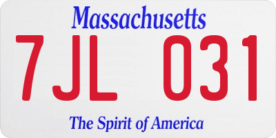 MA license plate 7JL031
